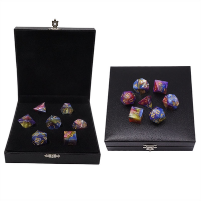Ba màu sắc của nhựa đá cẩm thạch Rpg Dice với logo phổ quát