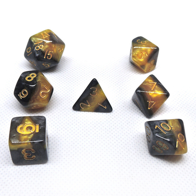 Đàn ông màu vàng và đen nhựa đá cẩm thạch RPG Dice Game Dice Set