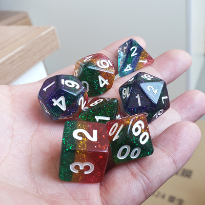 Shin Golden Powder Rainbow Resin Boarding Dice Set Dragon và Dungeon