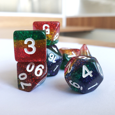 Shin Golden Powder Rainbow Resin Boarding Dice Set Dragon và Dungeon