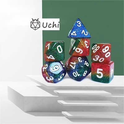 Shin Golden Powder Rainbow Resin Boarding Dice Set Dragon và Dungeon