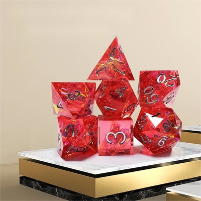 Phantom Red Resin &amp; Foil Gold Resin Boarding Dice Set Dragon và Dungeon