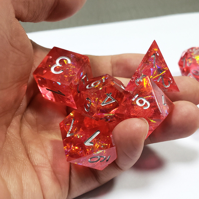 Phantom Red Resin &amp; Foil Gold Resin Boarding Dice Set Dragon và Dungeon