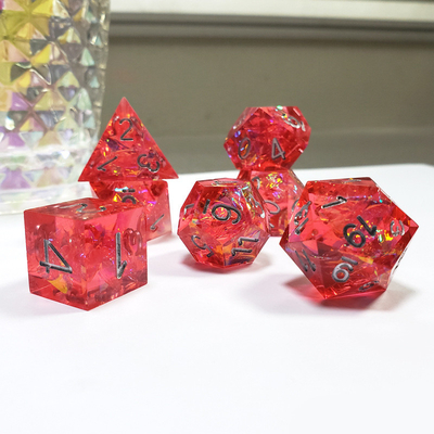 Phantom Red Resin &amp; Foil Gold Resin Boarding Dice Set Dragon và Dungeon