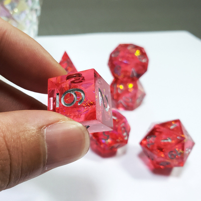Phantom Red Resin &amp; Foil Gold Resin Boarding Dice Set Dragon và Dungeon
