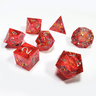 Phantom Red Resin &amp; Foil Gold Resin Boarding Dice Set Dragon và Dungeon