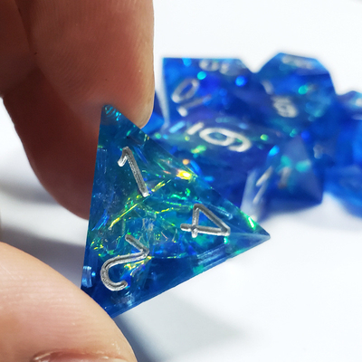 Blue Ocean Heart Crystal Resin Boarding Dice Set Dragon và Dungeon