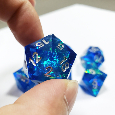 Blue Ocean Heart Crystal Resin Boarding Dice Set Dragon và Dungeon