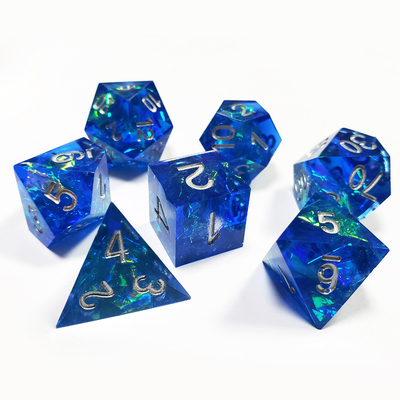 Blue Ocean Heart Crystal Resin Boarding Dice Set Dragon và Dungeon
