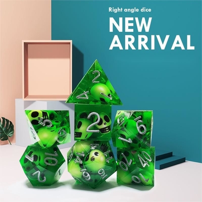 Green Crystal Skull Resin Boarding Dice Set Dragon và Dungeon