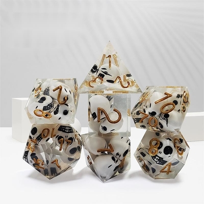 Màu sắc minh bạch Crystal Skull Resin Boarding Dice Set Dragon và Dungeon