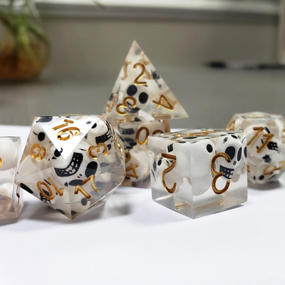 Màu sắc minh bạch Crystal Skull Resin Boarding Dice Set Dragon và Dungeon
