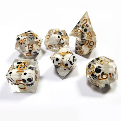 Màu sắc minh bạch Crystal Skull Resin Boarding Dice Set Dragon và Dungeon