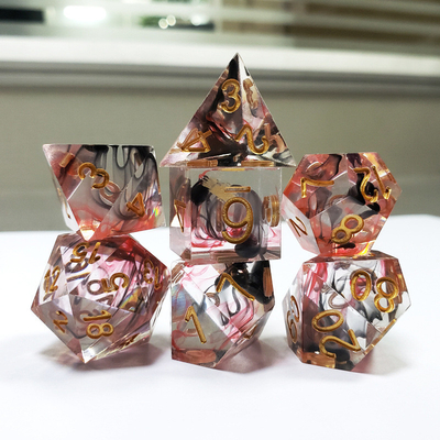 Đỏ &amp; đen Foil hỗn hợp tinh thể khói nhựa boarding Dice Set dnd dice