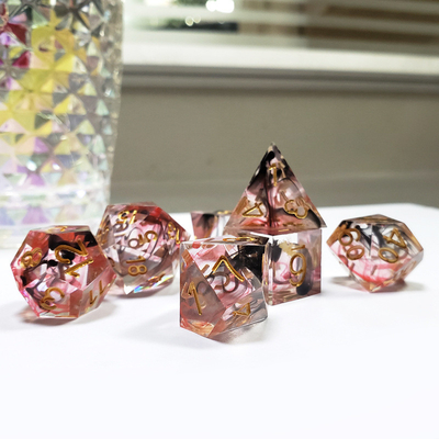 Đỏ &amp; đen Foil hỗn hợp tinh thể khói nhựa boarding Dice Set dnd dice