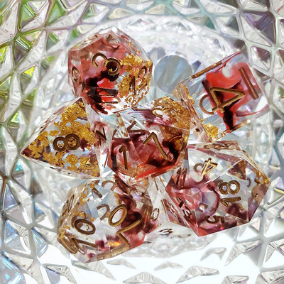 Đỏ &amp; đen Foil hỗn hợp tinh thể khói nhựa boarding Dice Set dnd dice