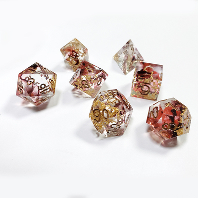 Đỏ &amp; đen Foil hỗn hợp tinh thể khói nhựa boarding Dice Set dnd dice