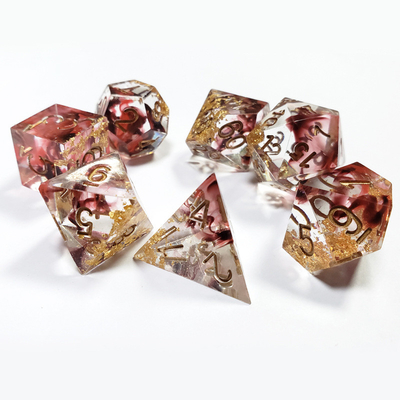 Đỏ &amp; đen Foil hỗn hợp tinh thể khói nhựa boarding Dice Set dnd dice