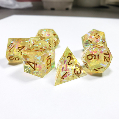 Đàn băng màu vàng tinh thể nhựa boarding Dice Set dnd dice