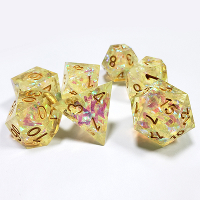 Đàn băng màu vàng tinh thể nhựa boarding Dice Set dnd dice