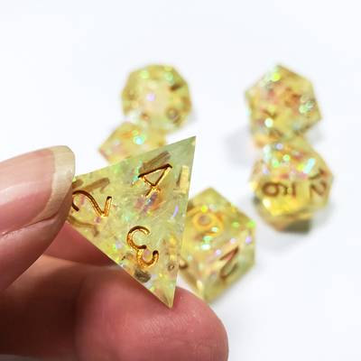 Đàn băng màu vàng tinh thể nhựa boarding Dice Set dnd dice