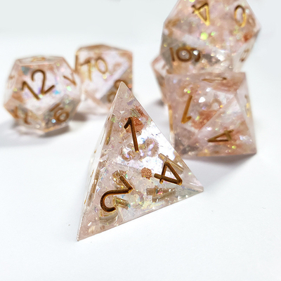 Phantom màu sắc trong suốt tinh thể nhựa boarding Dice Set dnd dice