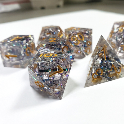 Đường băng màu tinh thể minh bạch Nhựa Boarding Dice Set dnd dice