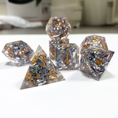 Đường băng màu tinh thể minh bạch Nhựa Boarding Dice Set dnd dice