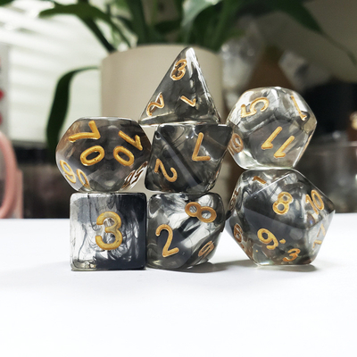 Đen khói tinh thể nhựa boarding Dice Set dnd dice