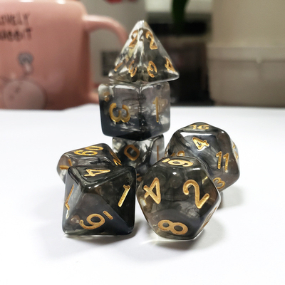 Đen khói tinh thể nhựa boarding Dice Set dnd dice