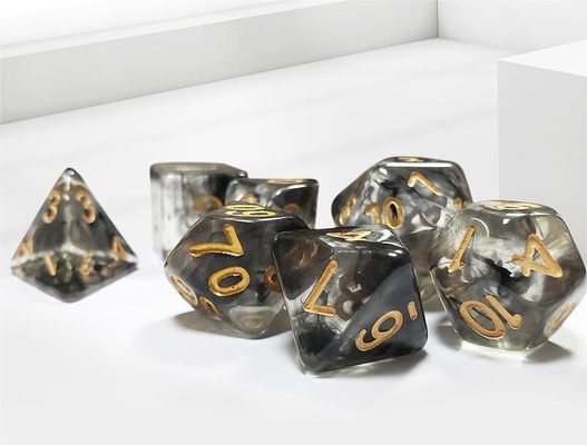 Đen khói tinh thể nhựa boarding Dice Set dnd dice