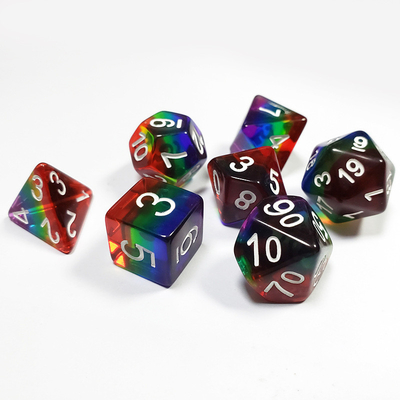 Rainbow Crystal Resin Boarding Dice Set Dnd Dice