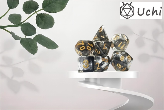 Đen khói tinh thể nhựa boarding Dice Set dnd dice