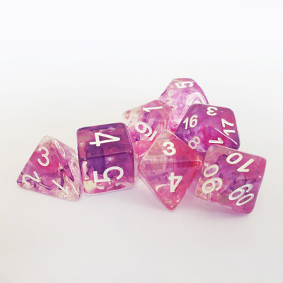 Màu sắc màu hồng tím bầu trời sao nhựa boarding dice Set dnd dice