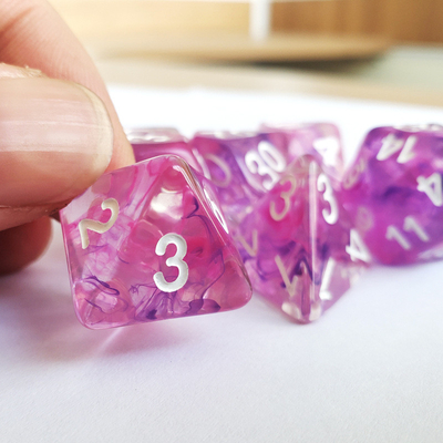 Màu sắc màu hồng tím bầu trời sao nhựa boarding dice Set dnd dice