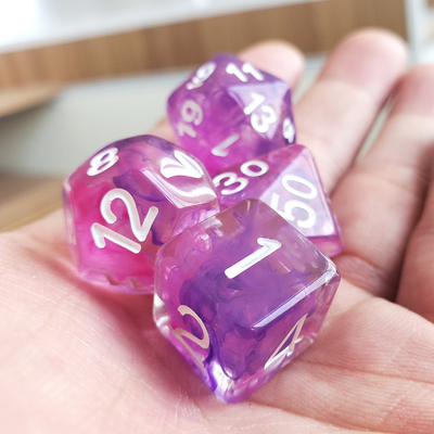Màu sắc màu hồng tím bầu trời sao nhựa boarding dice Set dnd dice