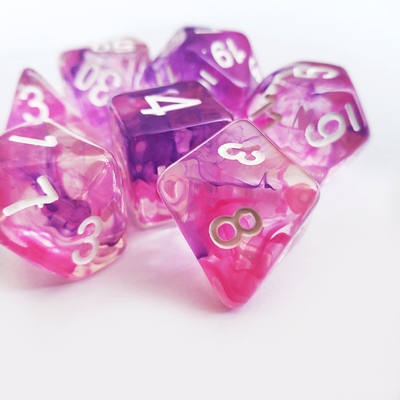 Màu sắc màu hồng tím bầu trời sao nhựa boarding dice Set dnd dice