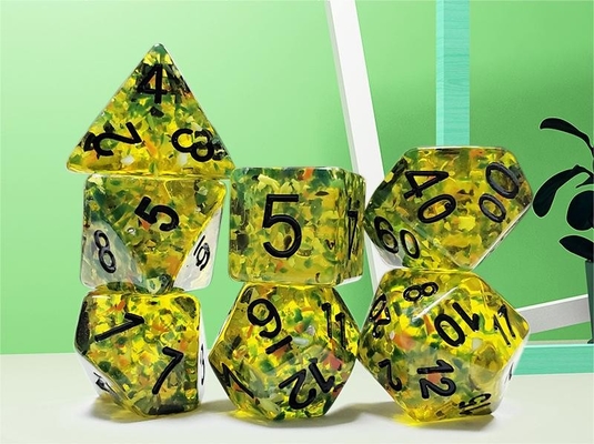 Màu vàng flash nhựa boarding Dice Set dnd dice
