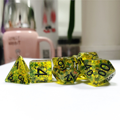 Màu vàng flash nhựa boarding Dice Set dnd dice
