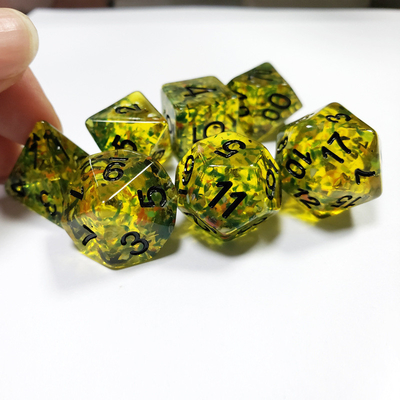 Màu vàng flash nhựa boarding Dice Set dnd dice
