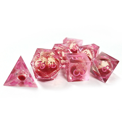 Cát chảy đỏ đỏ tinh thể nhựa Polyhedral Dice cho các hoạt động may mắn