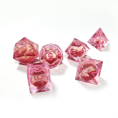 Cát chảy đỏ đỏ tinh thể nhựa Polyhedral Dice cho các hoạt động may mắn