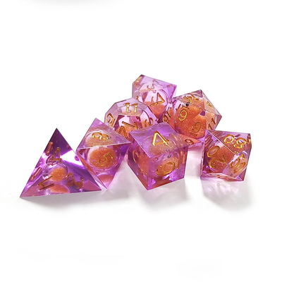 Cát chảy màu cam màu tím tinh thể nhựa Polyhedral Dice Multi Noodle Tablet Game Dice Set