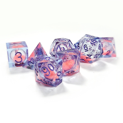 Pink Liquid Flowing Sand Resin Polyhedral Dice Multi - Noodle Tablet Game Dice Set (Màn hình đốm nhiều mặt)