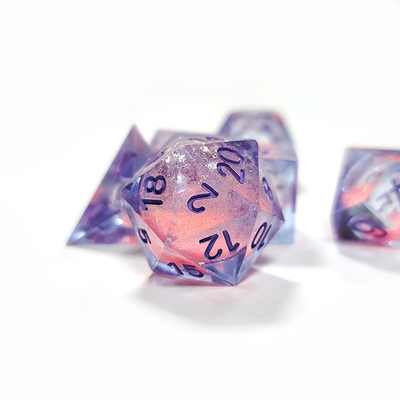 Pink Liquid Flowing Sand Resin Polyhedral Dice Multi - Noodle Tablet Game Dice Set (Màn hình đốm nhiều mặt)