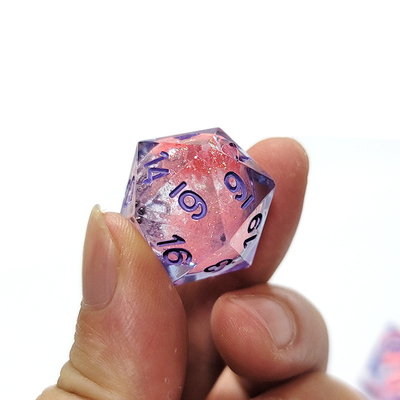 Pink Liquid Flowing Sand Resin Polyhedral Dice Multi - Noodle Tablet Game Dice Set (Màn hình đốm nhiều mặt)