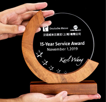 Cá nhân hóa tùy chỉnh nhựa Trophy kết hợp tinh thể và gỗ rắn Trophy
