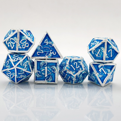 Kim loại sang trọng Đá đa diện 8 màu hoạt động TRPG Dungeons And Dragons Dnd Metal Dice Set