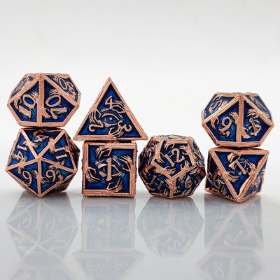 Kim loại sang trọng Đá đa diện 8 màu hoạt động TRPG Dungeons And Dragons Dnd Metal Dice Set