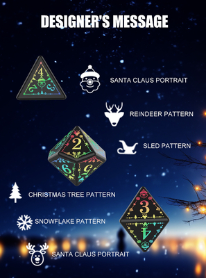 Christmas Elements LED Rechargeable Game Dice Set Dragon And Dungeon (Động vật và ngục ngục)